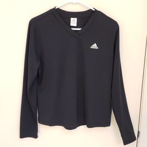 Adidas Black Climalite V-neck Long Sleeve Shirt L